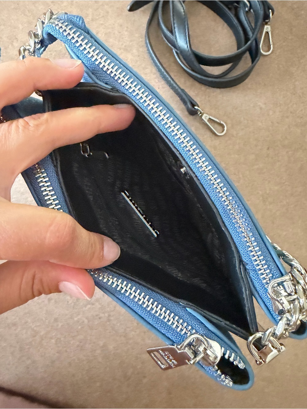 Steve Madden Denim Blue Crossbody with Chain & Leather Strap - Picture 6 of 6